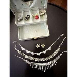Pre-owned vintage estate mixed Jewelry Lot and Box All Wearable